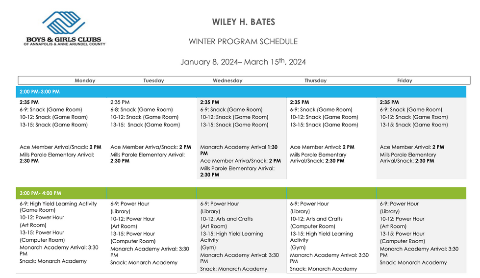 Bates Schedule BGCAA